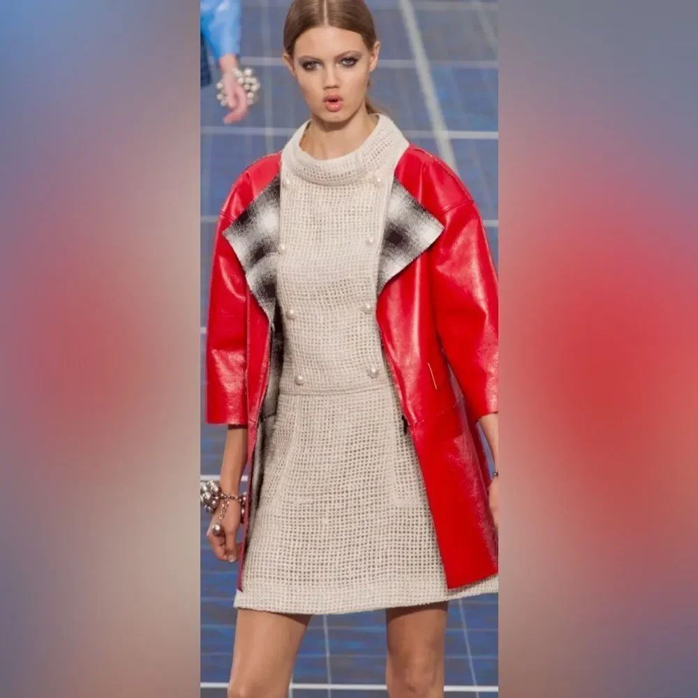 Chanel Red Leather Women's Jacket, S